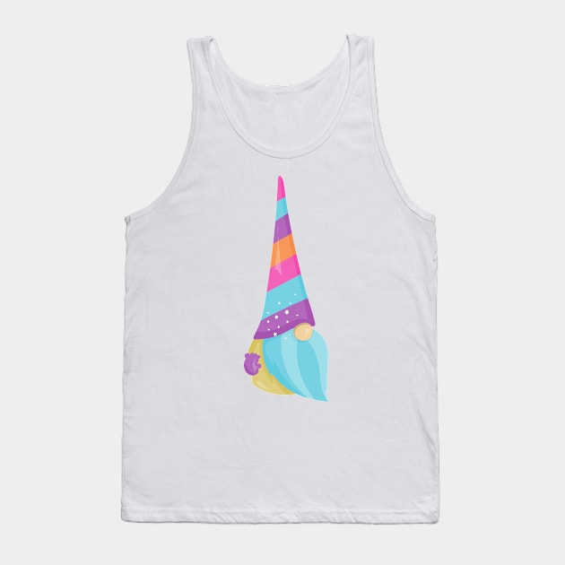 Little Gnome, Cute Gnome, Garden Gnome, Hat, Beard Tank Top by Jelena Dunčević